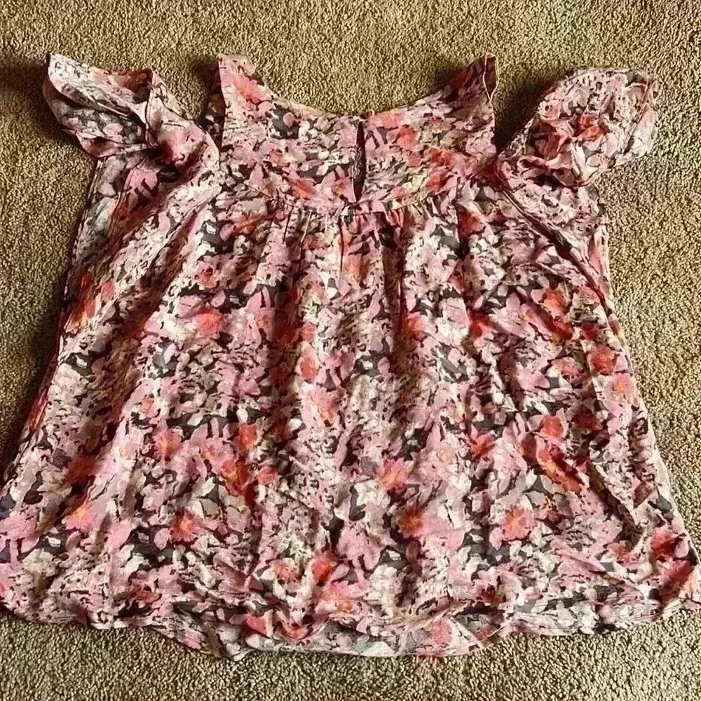 Anthropologie Maeve floral pink cold shoulder top size small - Picture 6 of 6